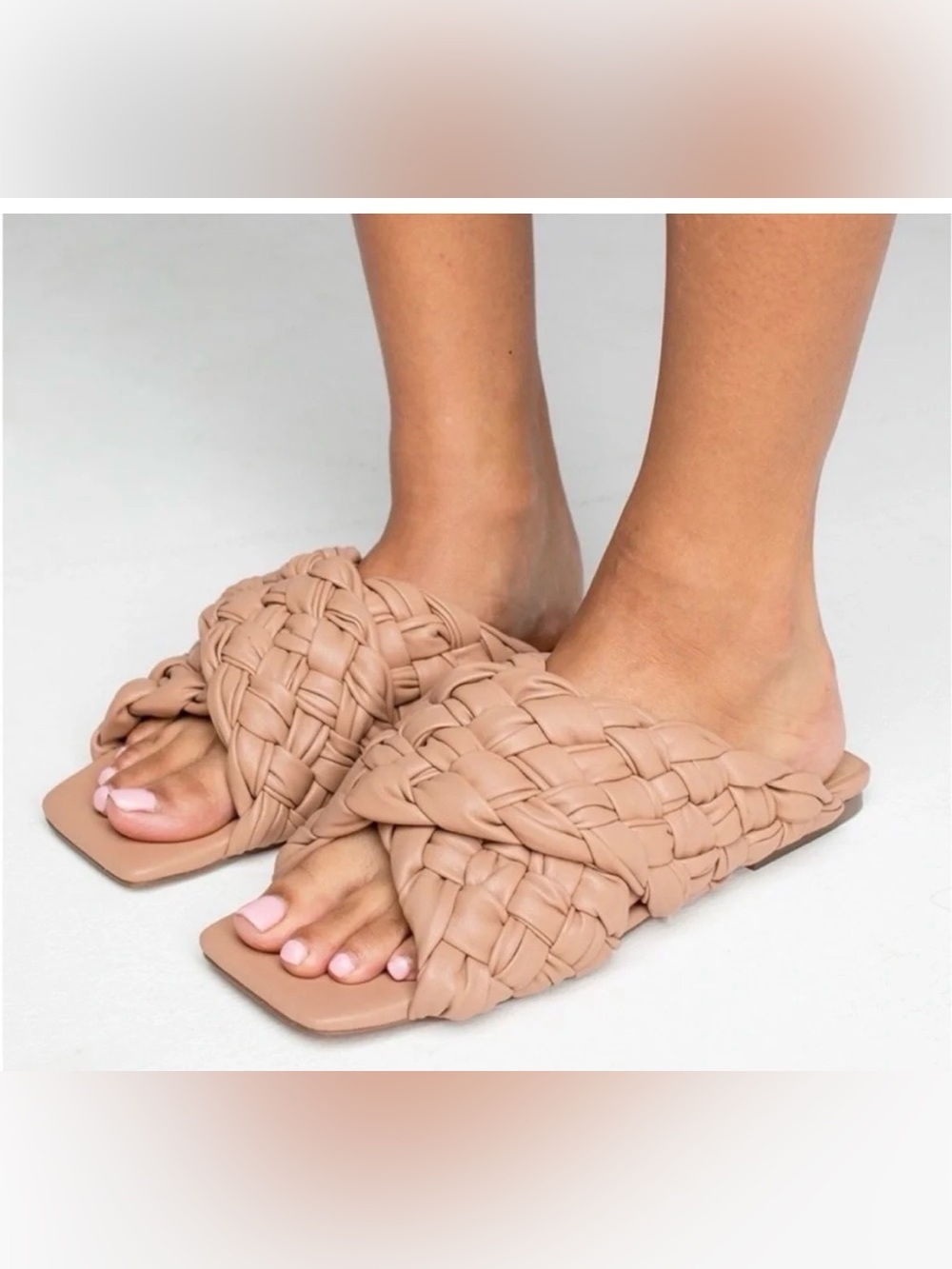 NEW Steve Madden “Marina” Braided Slide Sandals in Nude - 9M